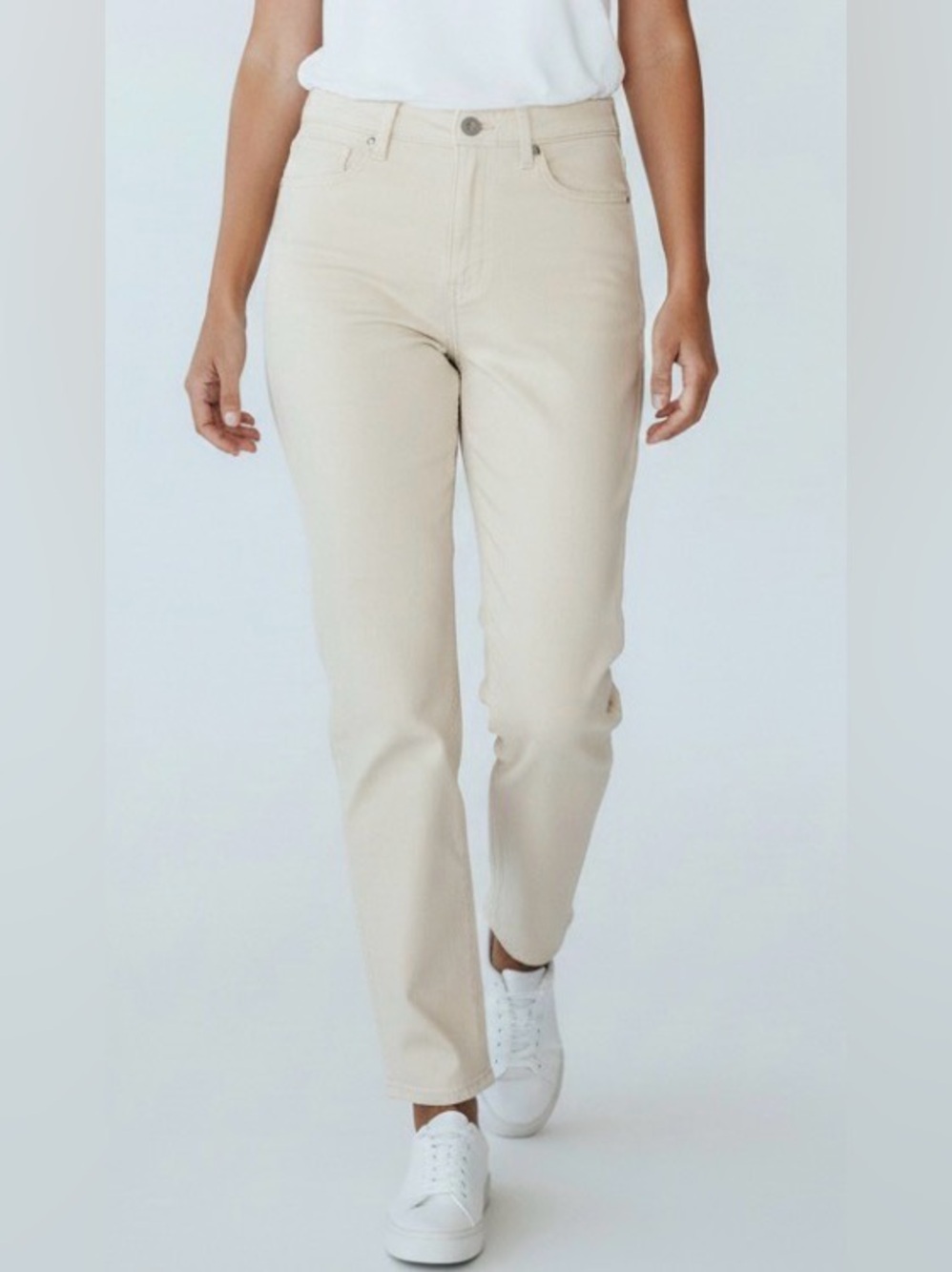 J. Jill High-Rise Straight Leg Denim Jeans Off-White Cream Size 12P Casual